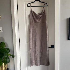 SACHIN + BABI Satin Midi Bridesmaid Dress - Dove Grey